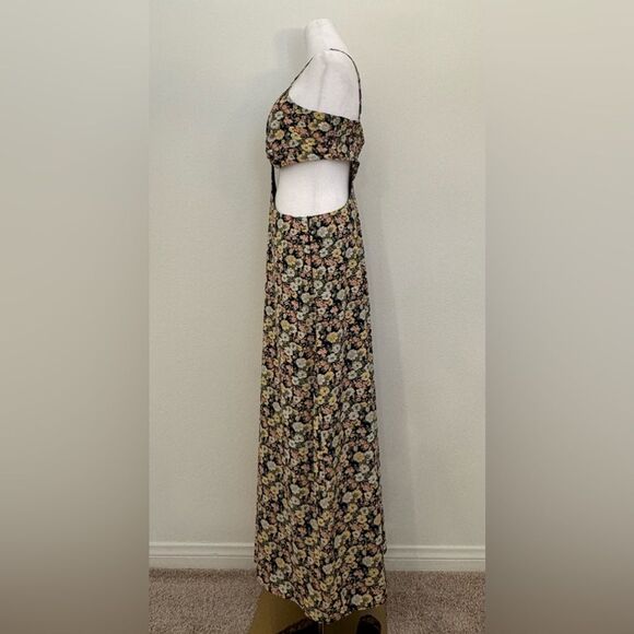 Navy Blue Floral Cutout Maxi Dress with Adjustable Straps and Slit Women’s XL - Picture 10 of 16